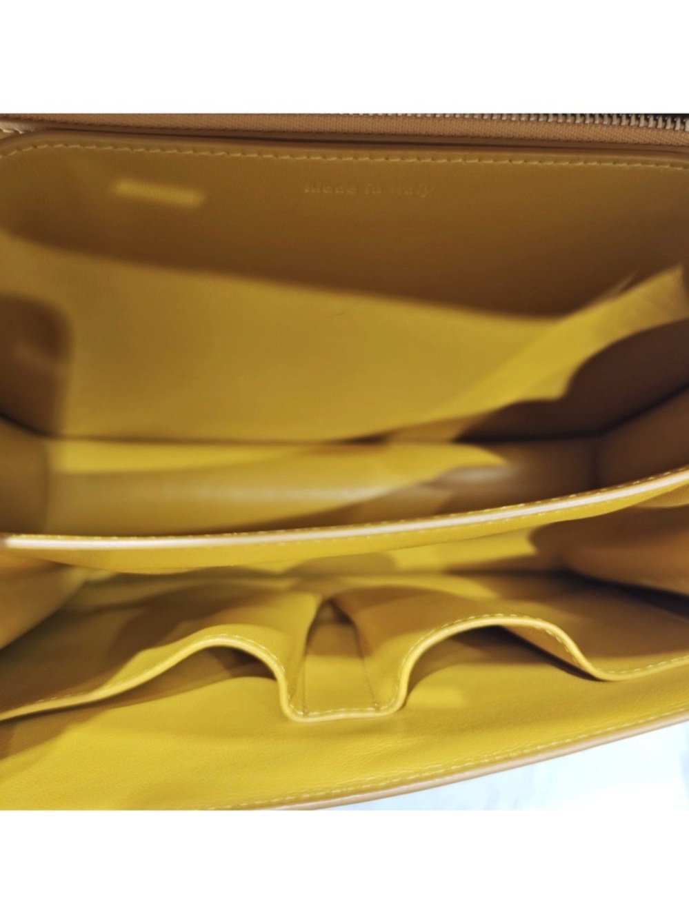 Celine Classic Box Style Leather Shoulder Bag Yellow Minimal Chic - Picture 13 of 14